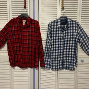 American Rag Red and Blue Mountain Plaid Casual Button Down Flannel Shirts